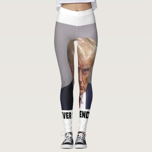 Donald J Trump Mok Shot - Never Surrender Long Sle Leggings (Voorkant)
