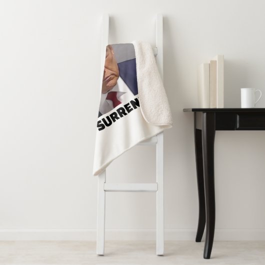 Donald J Trump Mok Shot - Never Surrender Long Sle Sherpa Deken (In situ)