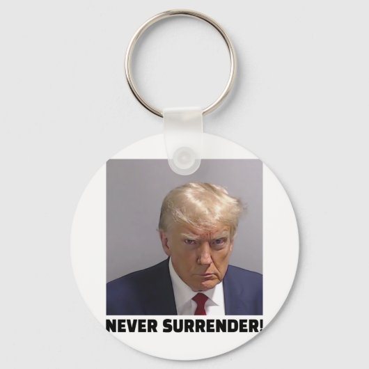 Donald J Trump Mok Shot - Never Surrender Long Sle Sleutelhanger (Voorkant)