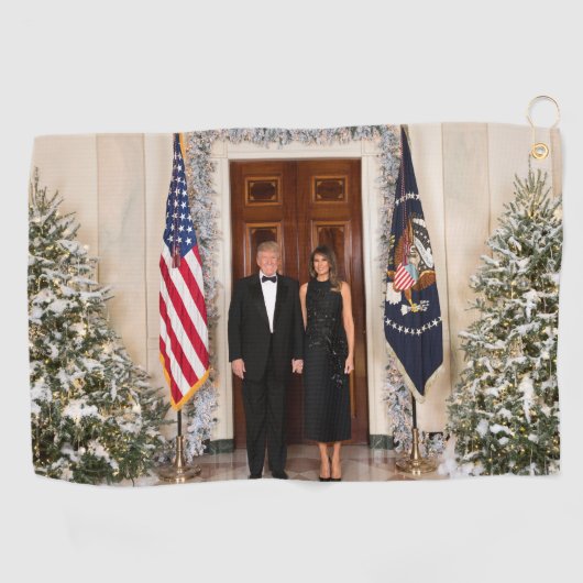 Donald & Melania Trump's kerstwitte huis Golfhanddoek (Horizontaal)