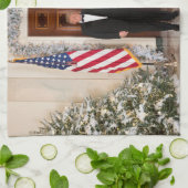 Donald & Melania Trump's kerstwitte huis Theedoek (Gevouwen)