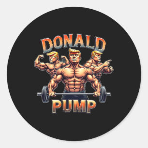 Donald Pump Grappige Spier Gym Meme  Ronde Sticker