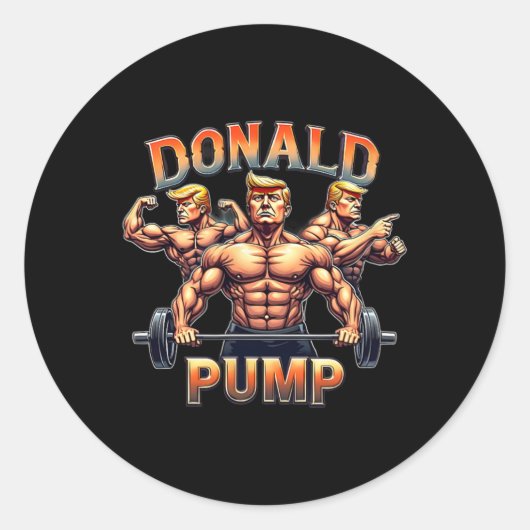 Donald Pump Grappige Spier Gym Meme  Ronde Sticker (Voorkant)