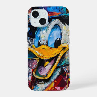 Donald the Duck kleurrijke iPhone 15 hoesje