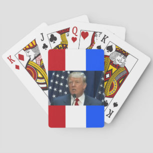Donald Trummp op een speelkaartdek Pokerkaarten