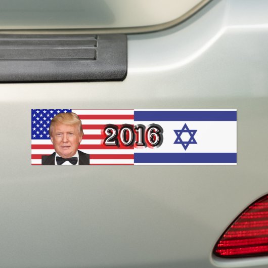 Donald Trump 2016 - Vlaggen van de VS en Israël Bumpersticker (Op auto)