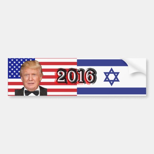 Donald Trump 2016 - Vlaggen van de VS en Israël Bumpersticker (Voorkant)