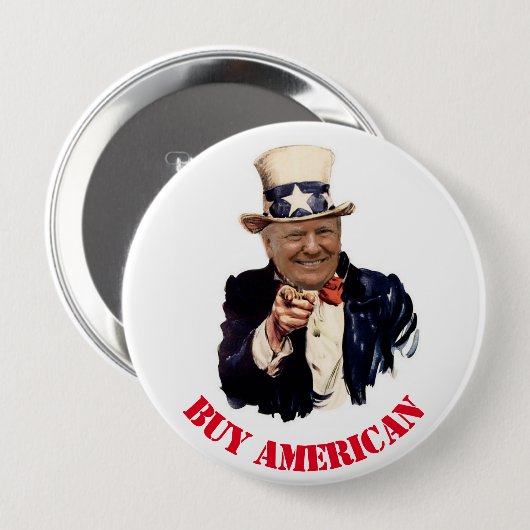 DONALD TRUMP 2020 BUY AMERICAN RONDE BUTTON 4,0 CM (Voorkant /achterkant)