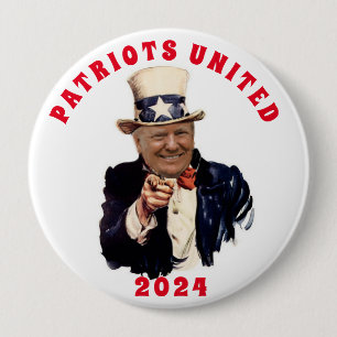 DONALD TRUMP 2020 PATRIOTS VERENIGD RONDE BUTTON 4,0 CM