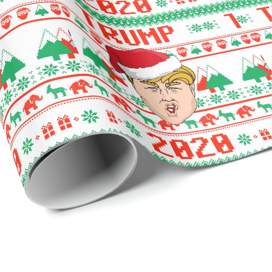 Donald Trump 2020 Ugly Kerstmis Cadeaupapier (Rol Hoek)