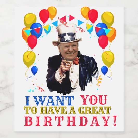 Donald Trump 2020 Verjaardagsviering President Wijn Etiket (Enkel label)