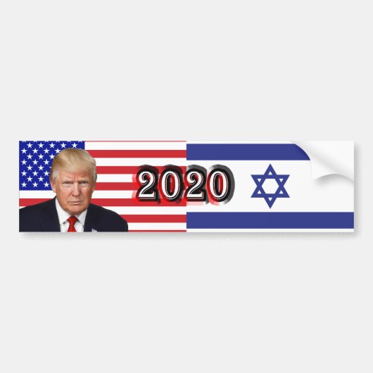 Donald Trump 2020 - Vlaggen van de VS en Israël Bumpersticker (Voorkant)