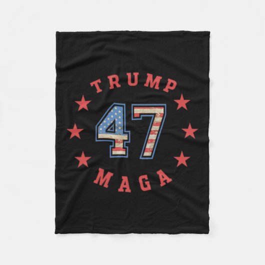 Donald Trump 2024 45 47 Mega Amerikaanse vlag Fleece Deken (Voorkant)