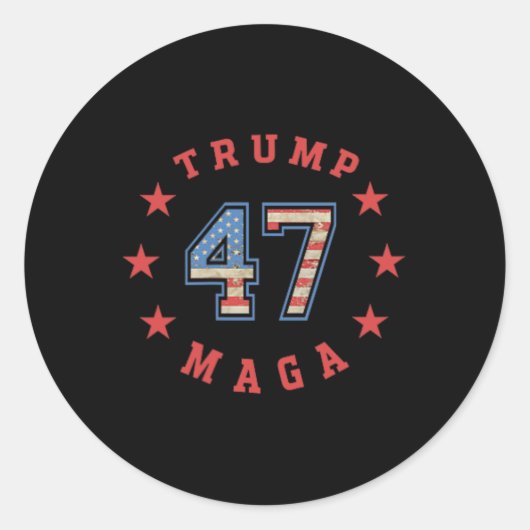 Donald Trump 2024 45 47 Mega  Amerikaanse vlag Ronde Sticker (Voorkant)