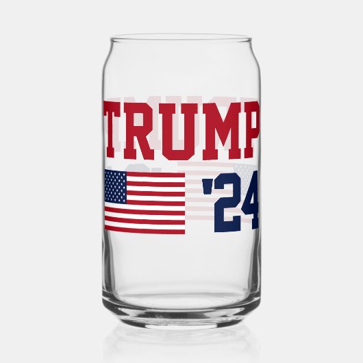 Donald Trump 2024 Amerikaanse vlag Blikvorm Glas (Voorkant)