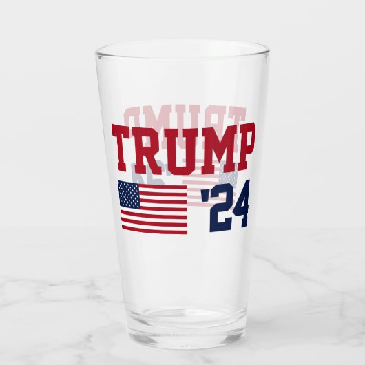 Donald Trump 2024 Amerikaanse vlag Glas (Achterkant)