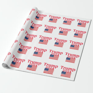 Donald Trump 2024 Amerikaanse vlag op wit Cadeaupapier