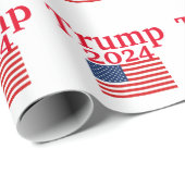Donald Trump 2024 Amerikaanse vlag op wit Cadeaupapier (Rol Hoek)