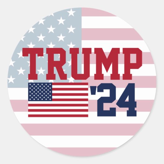 Donald Trump 2024 Amerikaanse vlag Ronde Sticker (Voorkant)