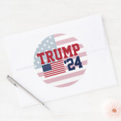 Donald Trump 2024 Amerikaanse vlag Ronde Sticker (Envelop)
