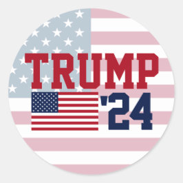 Donald Trump 2024 Amerikaanse vlag Ronde Sticker