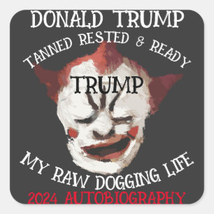 DONALD TRUMP 2024 AUTOBIOGRAFIE IS UIT VIERKANTE STICKER