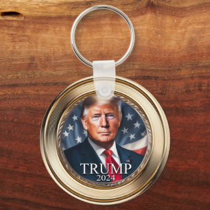 Donald Trump 2024 Campagne Faux Gold Sleutelhanger
