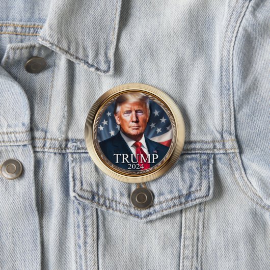 Donald Trump 2024 Collectible Campaign Button (In situ)