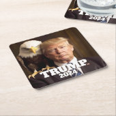 Donald Trump 2024 Foto - zeearend op schouder Kartonnen Onderzetters (Schuin)