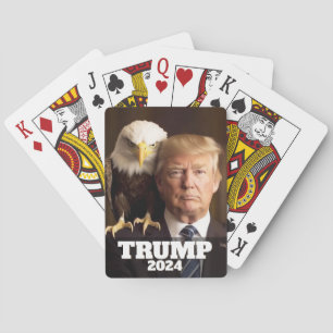 Donald Trump 2024 Foto - zeearend op schouder Pokerkaarten
