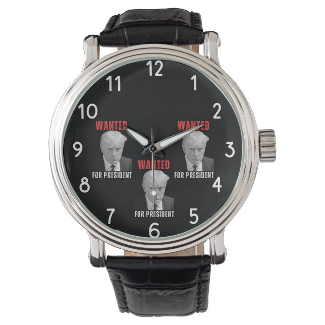 Donald Trump 2024 gezocht voor President Horloge (Voorkant)