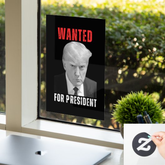 Donald Trump 2024 gezocht voor President Raamsticker (Kantoor)