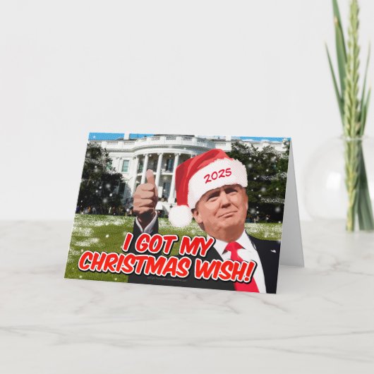 Donald Trump 2024 Grappig dat ik mijn kerstwens he Feestdagen Kaart (Voorkant)