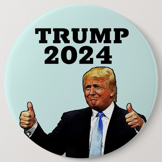 DONALD TRUMP 2024 GROTE KNOP RONDE BUTTON 6,0 CM (Voorkant)