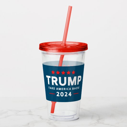 Donald Trump 2024 Haal Amerika terug Acryl Drinkbeker (Achterkant)