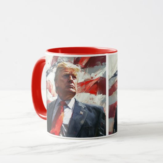 Donald Trump 2024 Heroïsche olieverfschilderij sti Mok (Voorkant links)