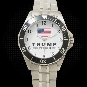 Donald Trump 2024 houdt de vlag van Amerika Horloge