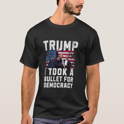 Donald Trump 2024 Ik nam een kogel voor Democratie T-shirt (Voorkant)