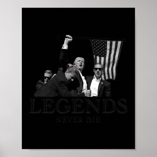 Donald Trump 2024 Legends Nooit Die USA Patriottis Poster (Voorkant)
