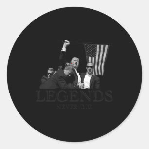 Donald Trump 2024 Legends Nooit Die USA Patriottis Ronde Sticker