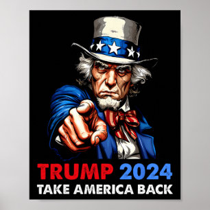 Donald Trump 2024 Neem Amerika Ck Oom Sam Republik Poster