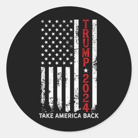 Donald Trump 2024: "Neem Amerika terug" - De Ronde Sticker (Voorkant)