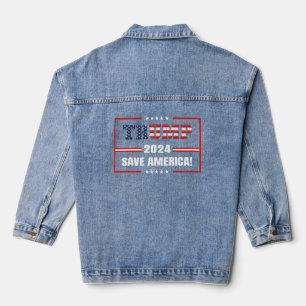 Donald Trump 2024 Neem Amerika terug Denim Jacket
