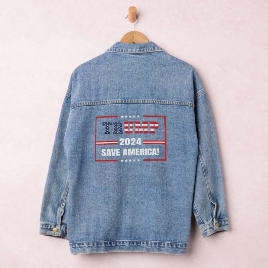 Donald Trump 2024 Neem Amerika terug Denim Jacket (Hangar)