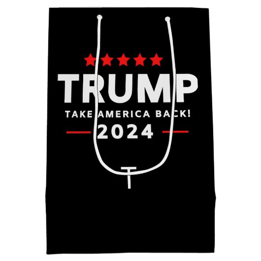 Donald Trump 2024 Neem Amerika terug Medium Cadeauzakje (Achterkant)