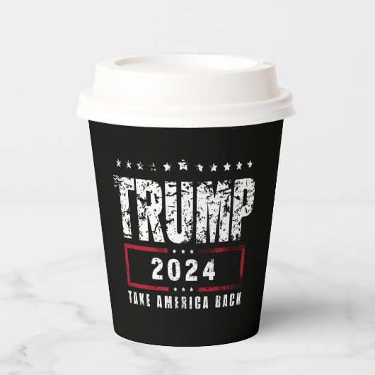 Donald Trump 2024 Neem Amerika terug Papieren Bekers (Voorkant)