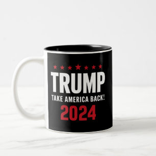 Donald Trump 2024 Neem Amerika Terug Verkiezing Tweekleurige Koffiemok