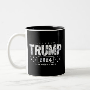 Donald Trump 2024 Neem Amerika Terug Verkiezing Tweekleurige Koffiemok