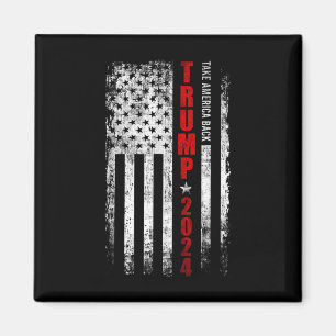 Donald Trump 2024 neemt de Amerikaanse vlag van Am Magneet