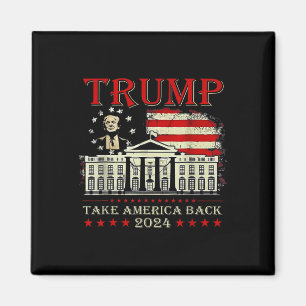 Donald Trump 2024 neemt de Amerikaanse vlag van Am Magneet